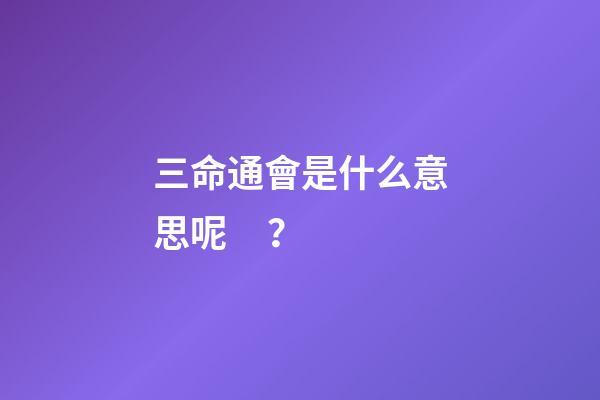 三命通會是什么意思呢？